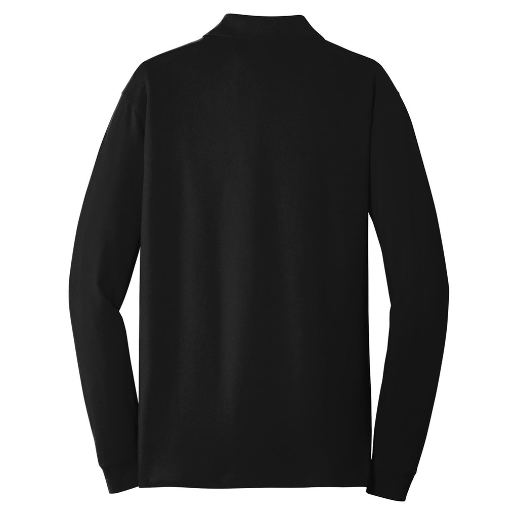 Port Authority Men's Black Ezcotton Long Sleeve Polo