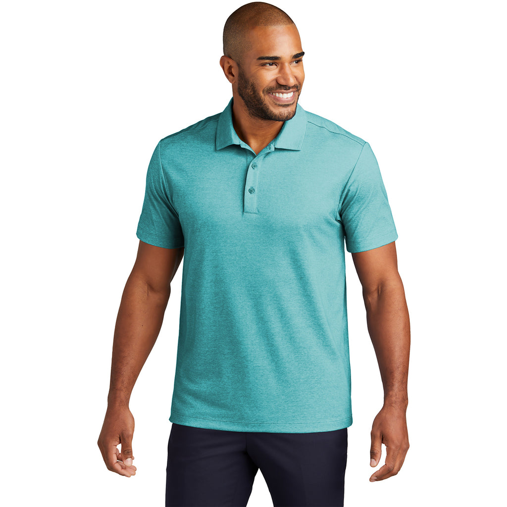 Port Authority Men's Dark Teal Heather Fine Pique Blend Polo