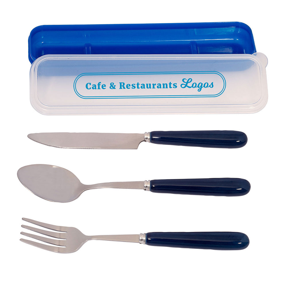 Primeline Blue Cutlery Set in Plastic Case