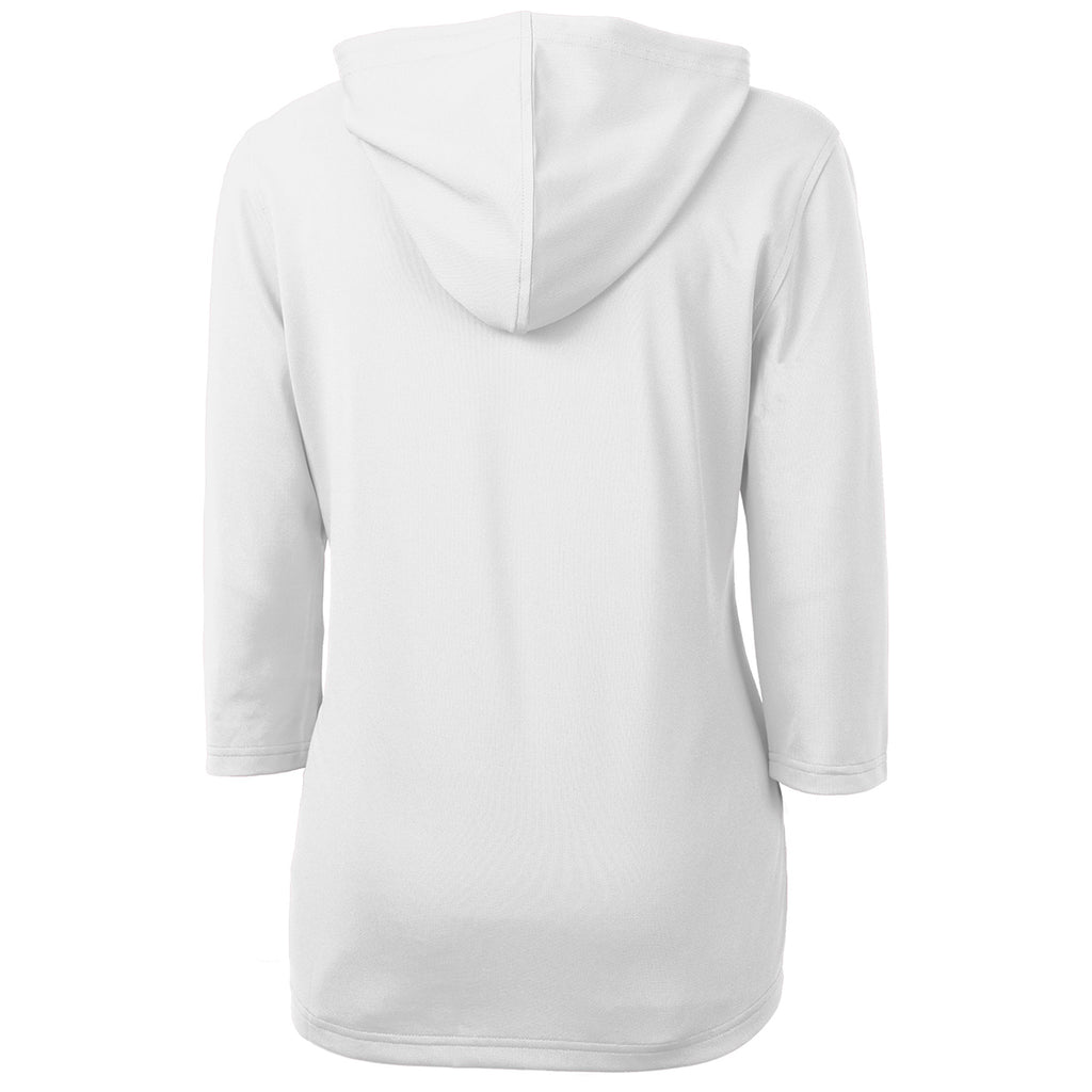 Cutter & Buck Women's White Virtue Eco Pique Recycled Half Zip Pullover Hoodie