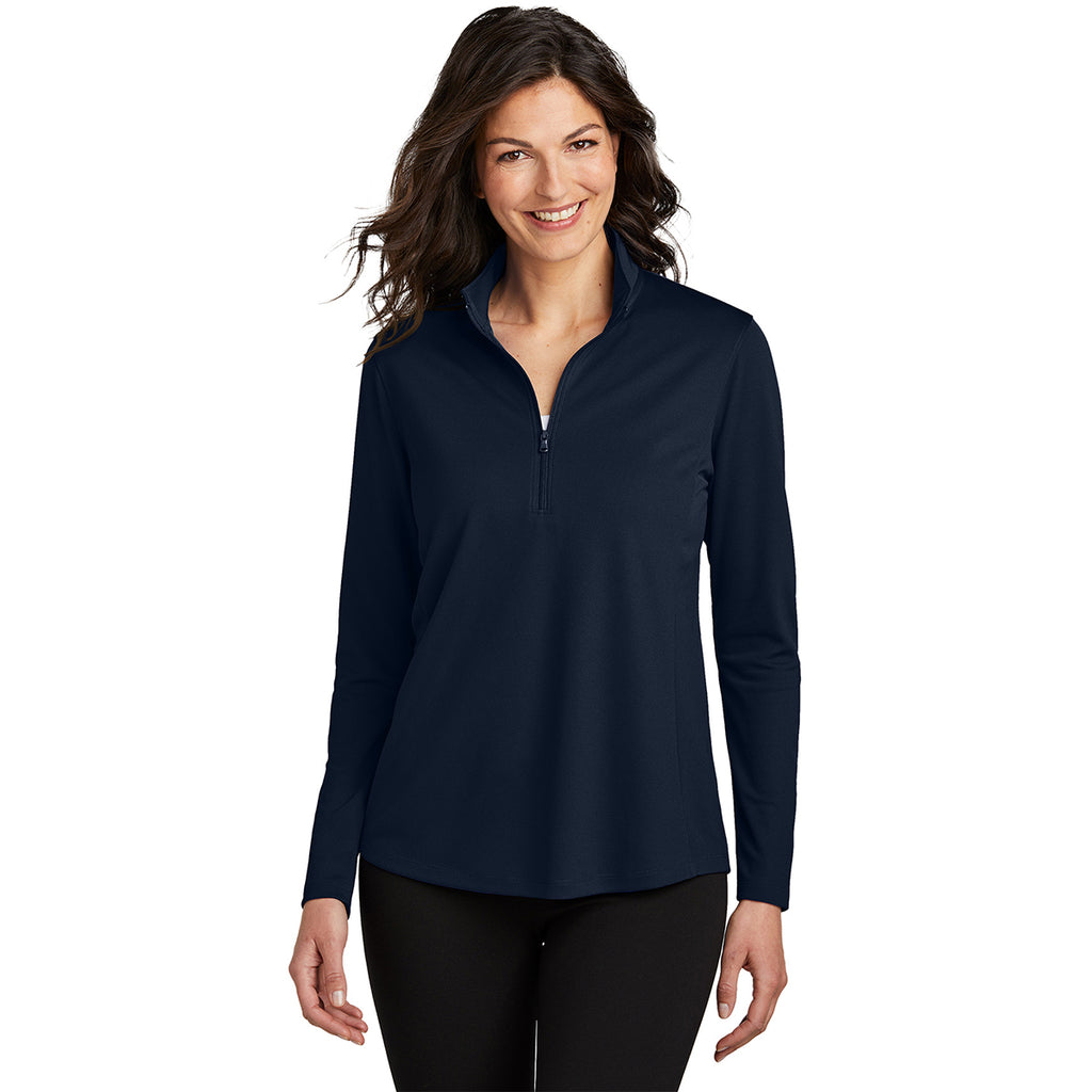 Port Authority Women's River Blue Navy Dry Zone UV Micro-Mesh 1/4 Zip