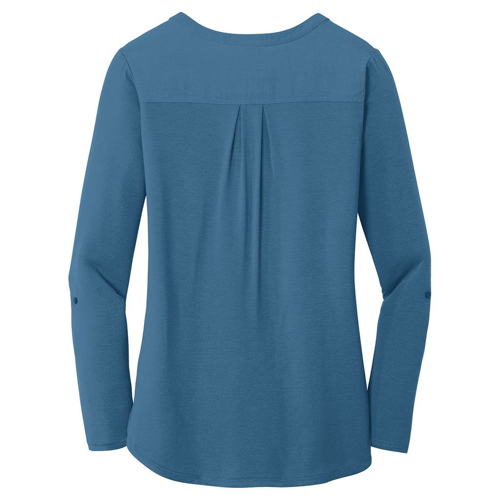 Port Authority Women's Dusty Blue Concept Henley Tunic