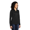 Port Authority Women's Black/Steel Grey Silk Touch Performance Quarter Zip