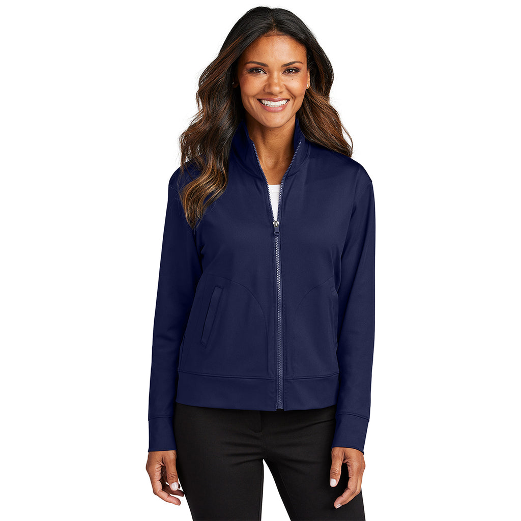 Port Authority Women's True Navy C-FREE Double Knit Full-Zip