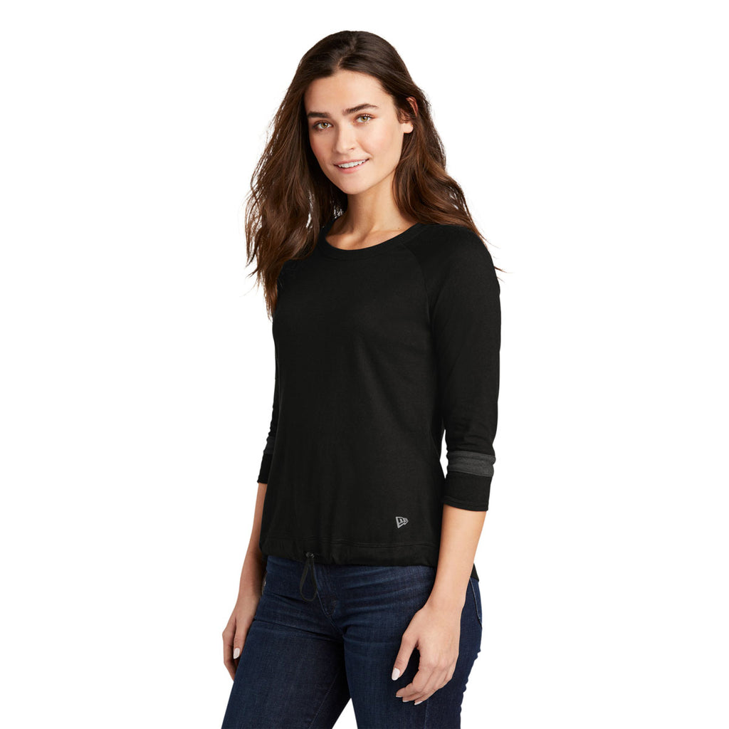 New Era Women's Black Solid/ Graphite Tri-Blend 3/4-Sleeve Tee