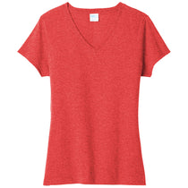 Port & Company Women's Bright Red Heather Tri-Blend V-Neck Tee