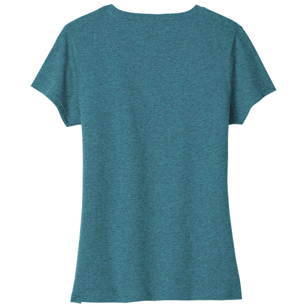 Port & Company Women's Vivid Teal Heather Tri-Blend V-Neck Tee