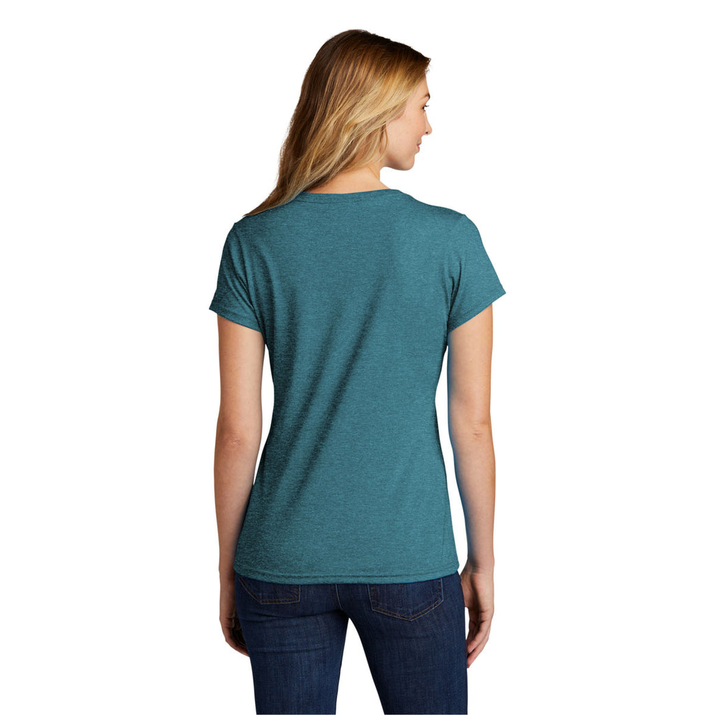 Port & Company Women's Vivid Teal Heather Tri-Blend V-Neck Tee