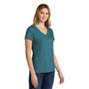 Port & Company Women's Vivid Teal Heather Tri-Blend V-Neck Tee