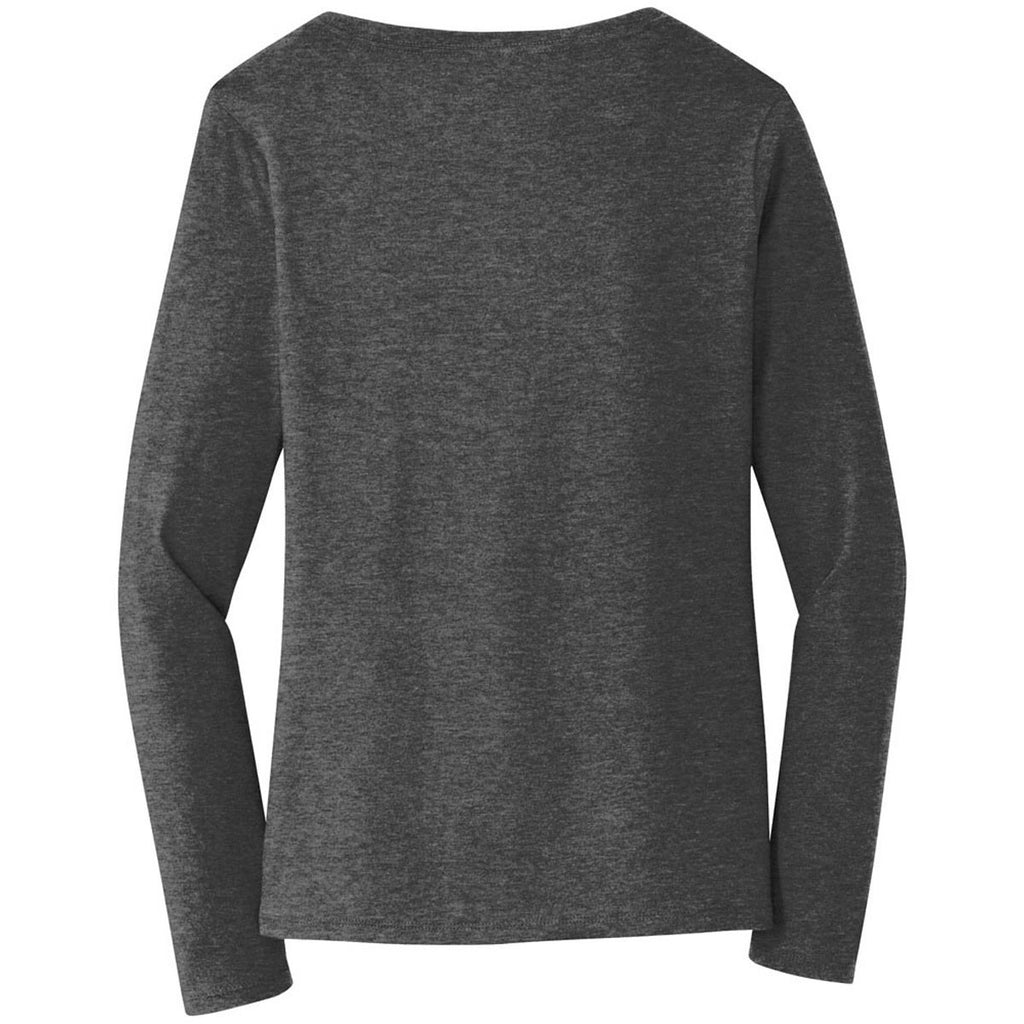 Port & Company Women's Dark Heather Grey Long Sleeve Fan Favorite V-Neck Tee