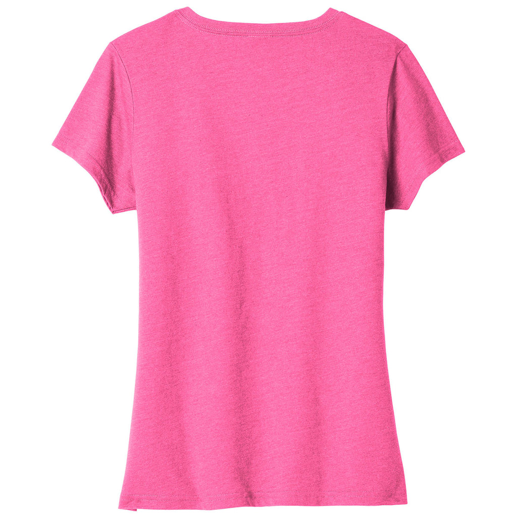 Port & Company Women's Neon Pink Heather Fan Favorite Blend V-Neck Tee