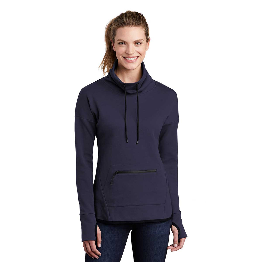 Sport-Tek Women's Navy Triumph Cowl Neck Pullover