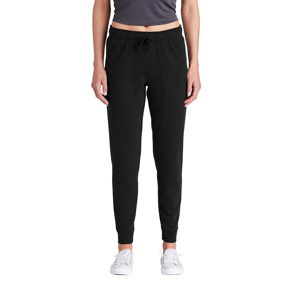 Sport-Tek Women's Black Triad Solid PosiCharge Tri-Blend Wicking Fleece Jogger