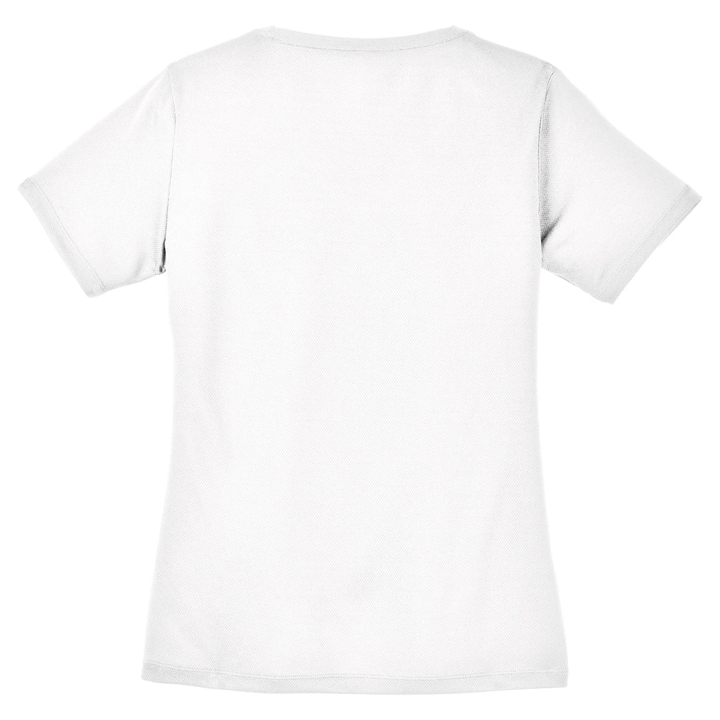 Sport-Tek Women's White PosiCharge RacerMesh V-Neck Tee