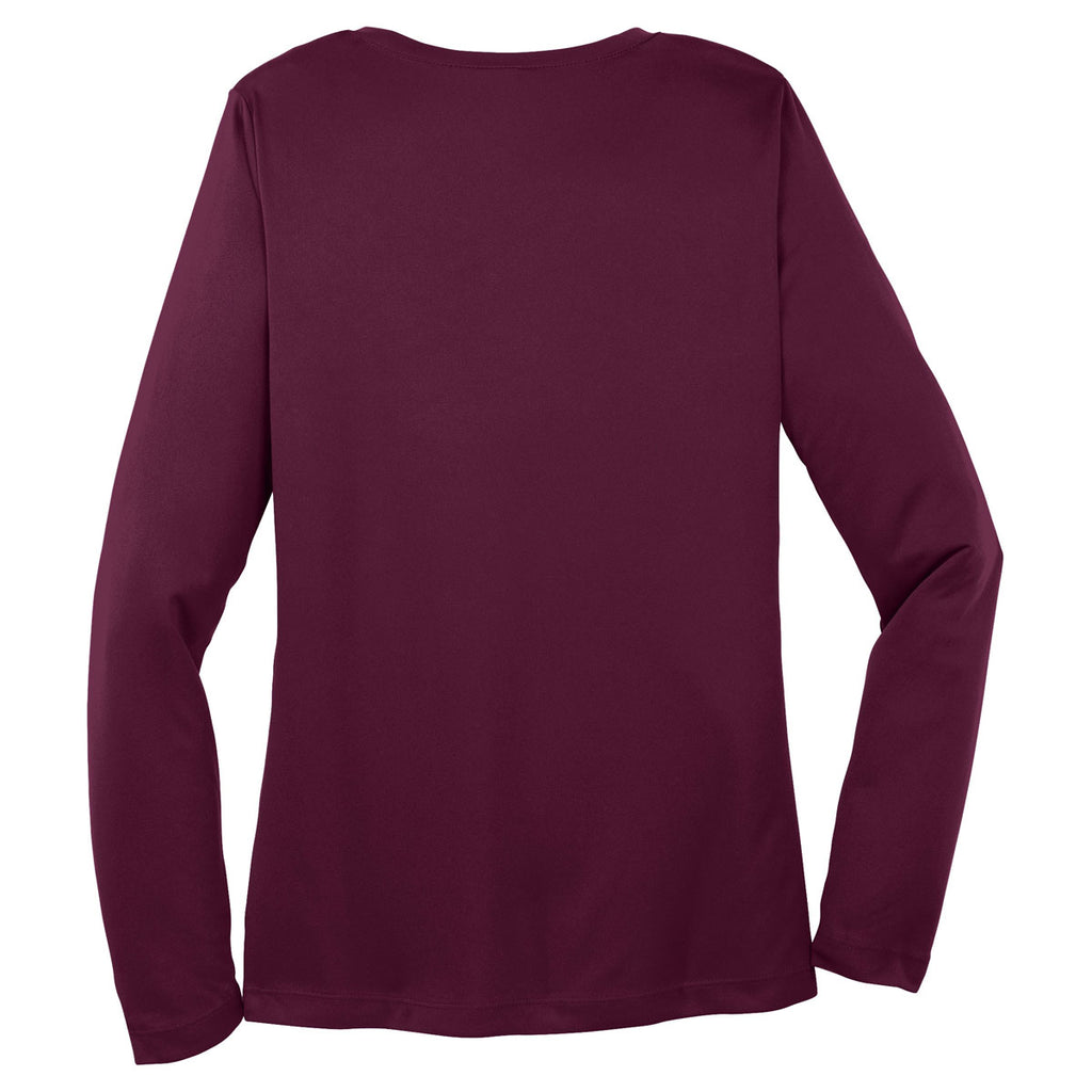 Sport-Tek Women's Maroon Long Sleeve PosiCharge Competitor V-Neck Tee