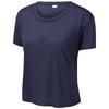 Sport-Tek Women's True Navy PosiCharge Tri-Blend Wicking Draft Crop Tee