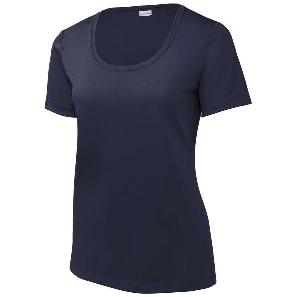 Sport-Tek Women's True Navy Posi-UV Pro Scoop Neck Tee