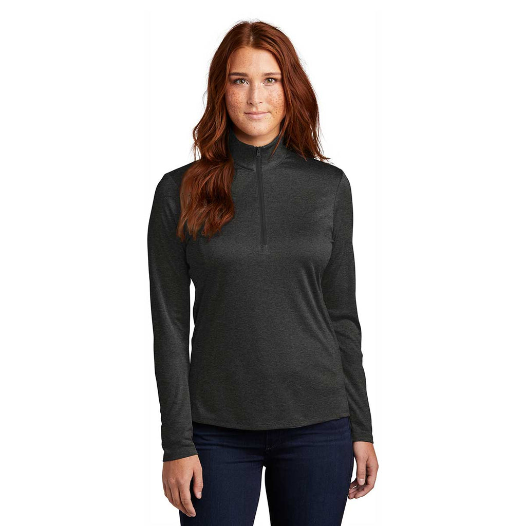 Sport-Tek Women's Black Heather Endeavor 1/4 Zip Pullover