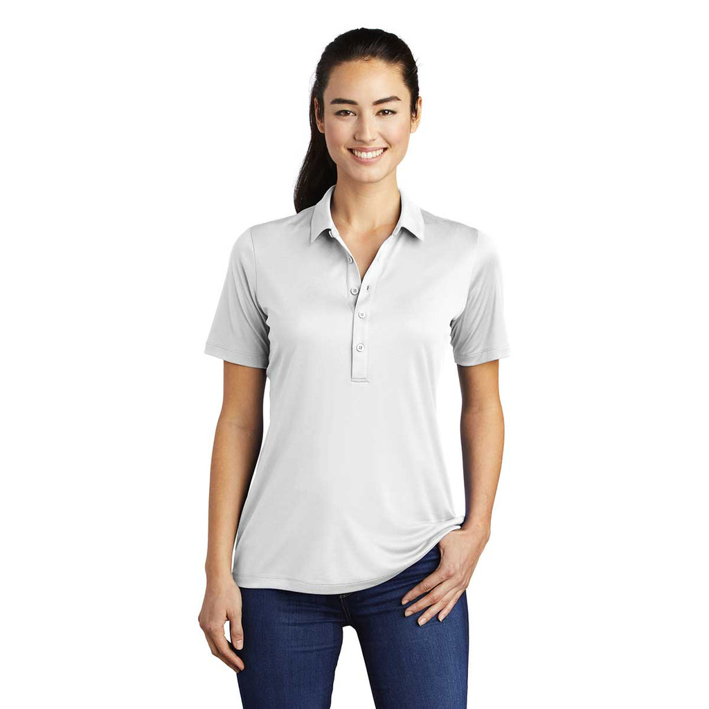 Sport-Tek Women's White Posi-UV Pro Polo