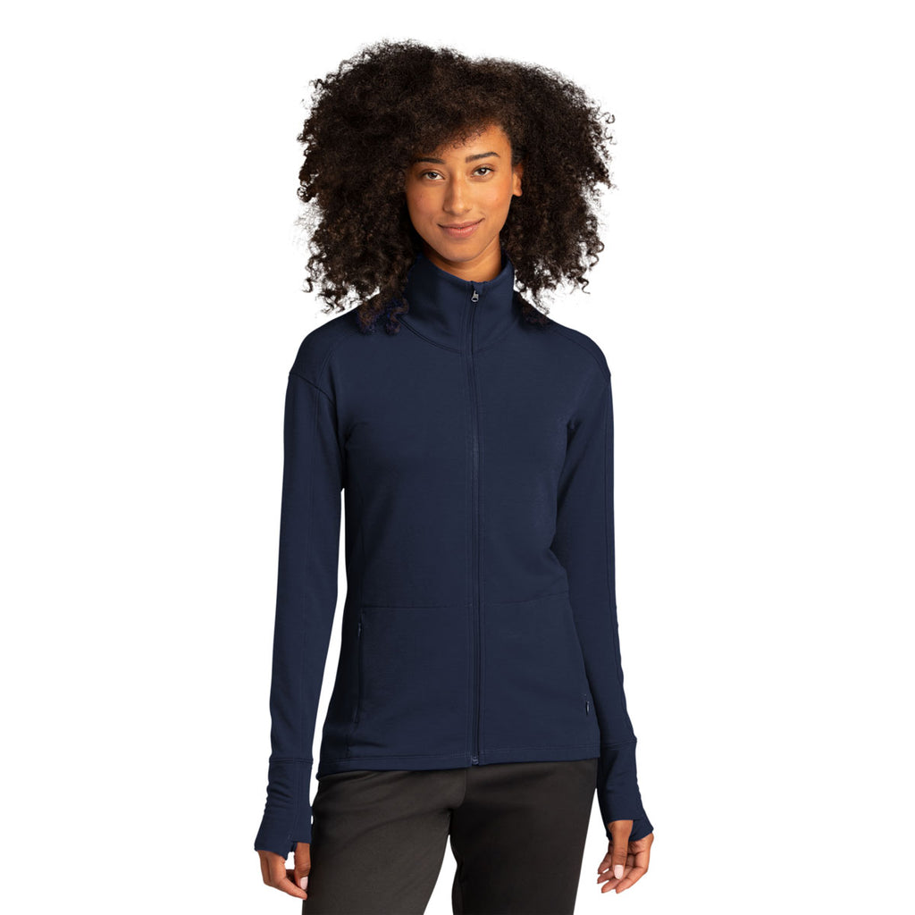 Sport-Tek Women's True Navy Sport-Wick Flex Fleece Full-Zip