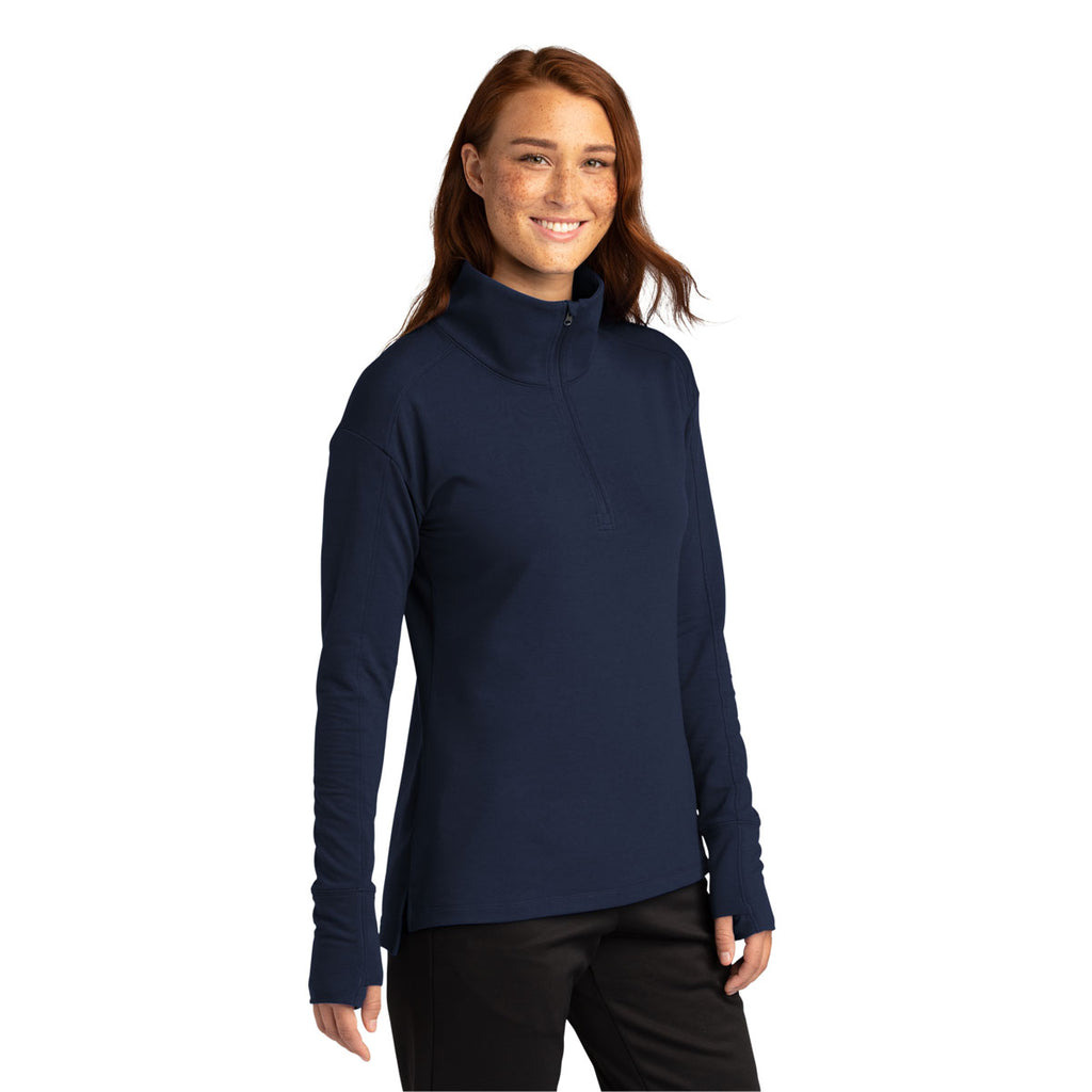 Sport-Tek Women's True Navy Sport-Wick Flex Fleece 1/4-Zip