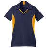 Sport-Tek Women's True Navy/Gold Side Blocked Micropique Sport-Wick Polo