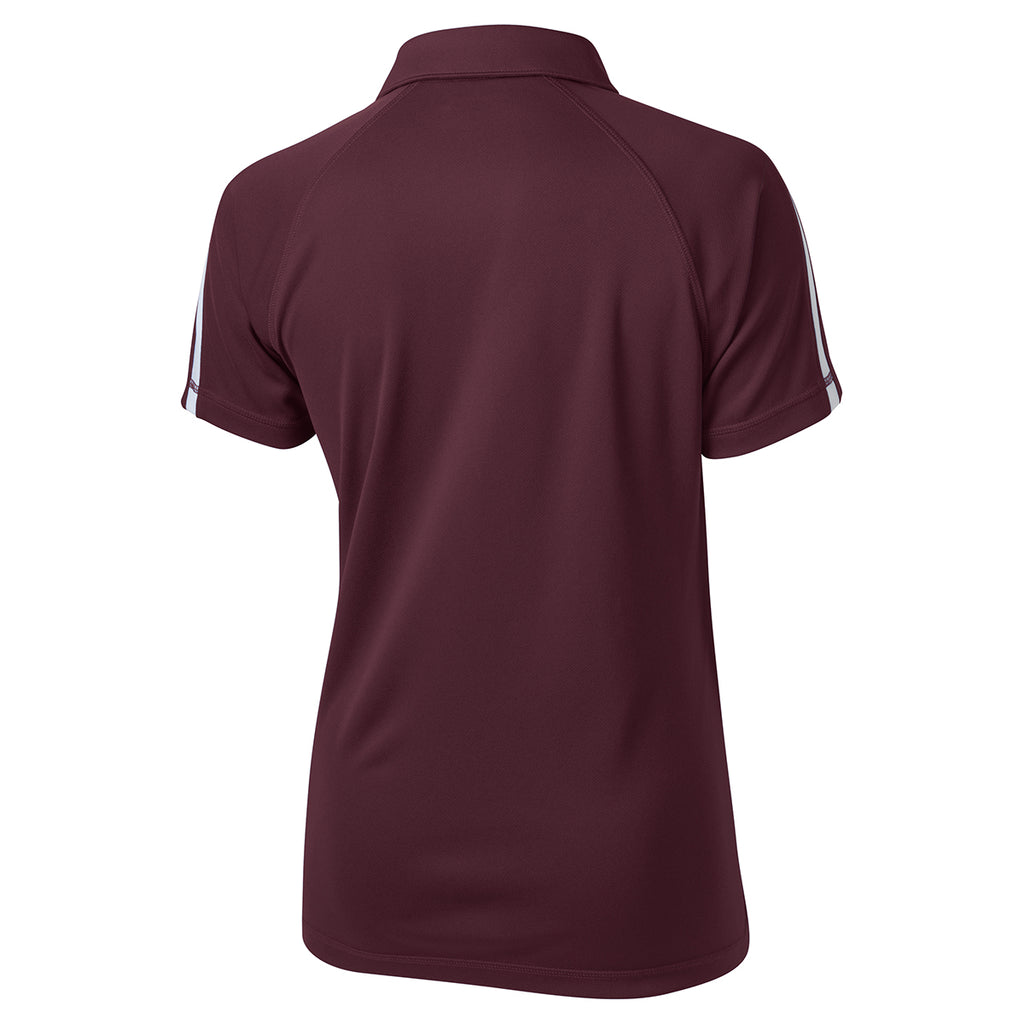 Sport-Tek Women's Maroon/White PosiCharge Micro-Mesh Colorblock Polo