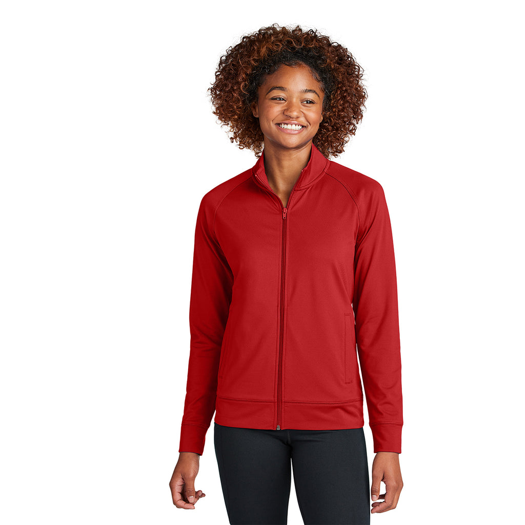 Sport-Tek Women's Deep Red Sport-Wick Stretch Full-Zip Cadet Jacket