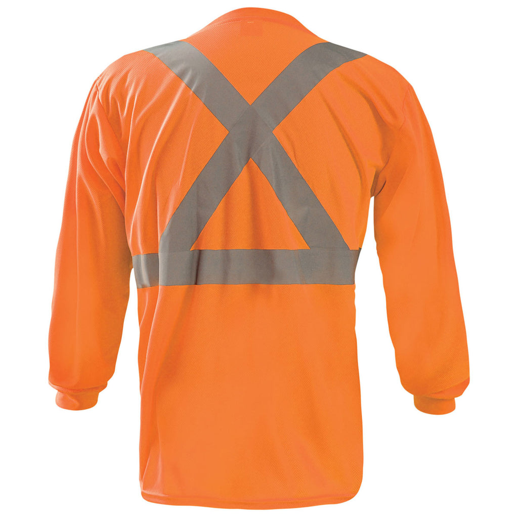 OccuNomix Men's Orange Long Sleeve Wicking Birdseye X Back T-Shirt