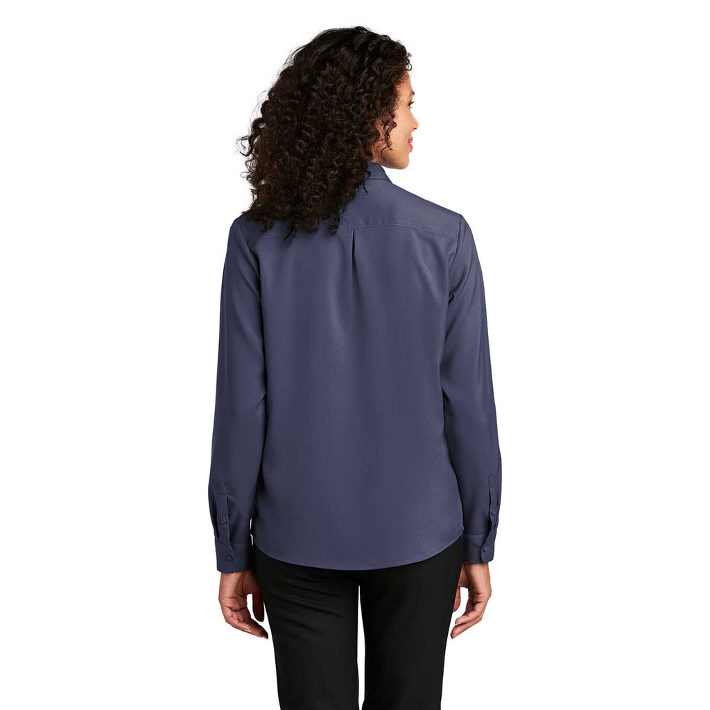 Port Authority Women's True Navy Long Sleeve Performance Staff Shirt