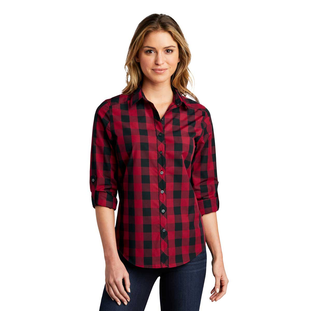 Port Authority Women's Rich Red Everyday Plaid Shirt