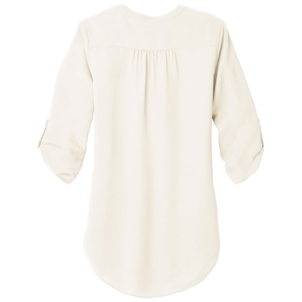 Port Authority Women's Ivory Chiffon 3/4-Sleeve Tunic Blouse