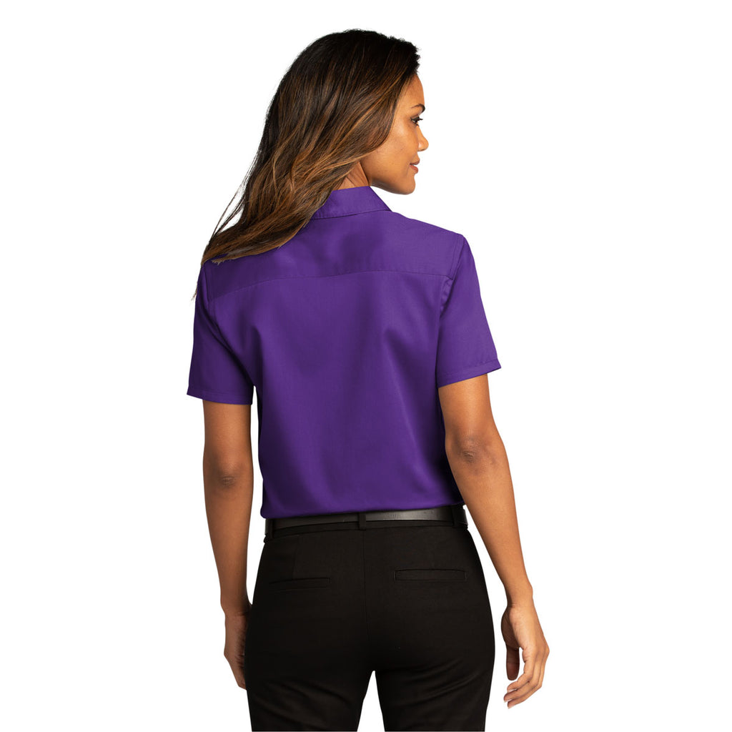 Port Authority Women's Purple Short Sleeve SuperPro React Twill Shirt