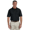 Harriton Men's Black 6 oz. Ringspun Cotton Pique Short-Sleeve Polo