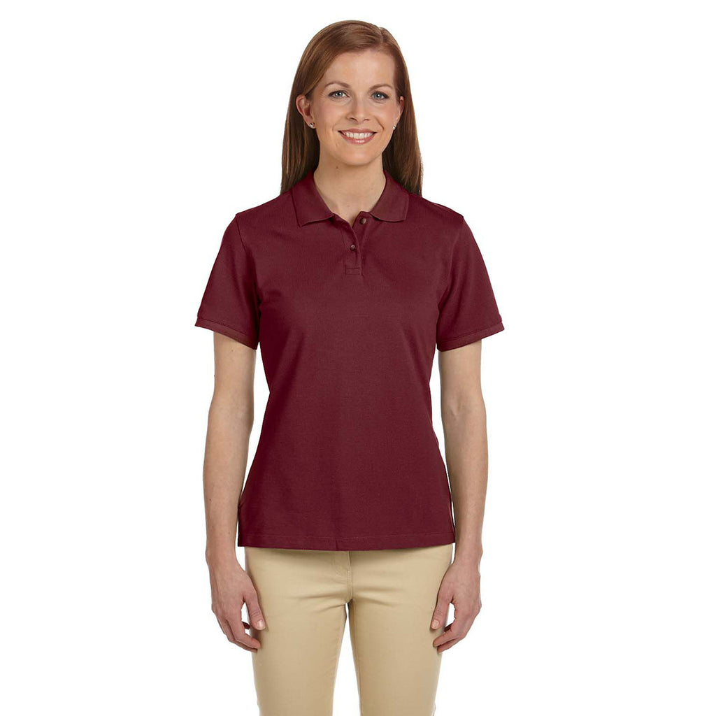 Harriton Women's Wine 6 oz. Ringspun Cotton Pique Short-Sleeve Polo