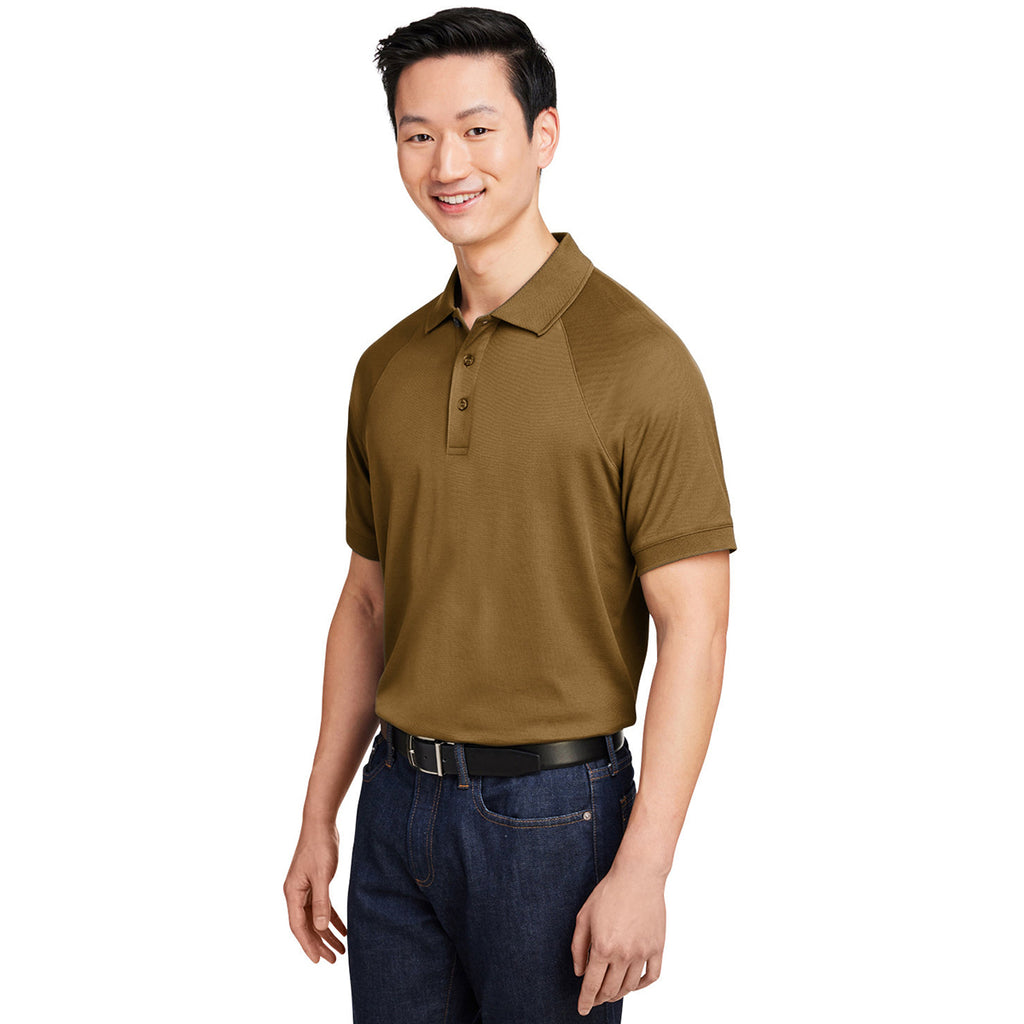 Harriton Men's Coyote Brown Charge Snag and Soil Protect Polo