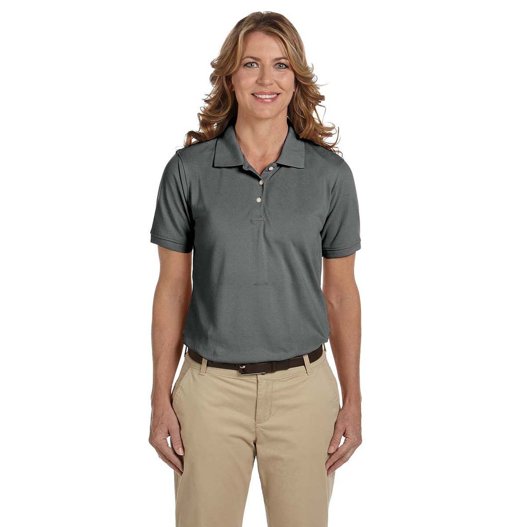 Harriton Women's Charcoal 5.6 oz. Easy Blend Polo