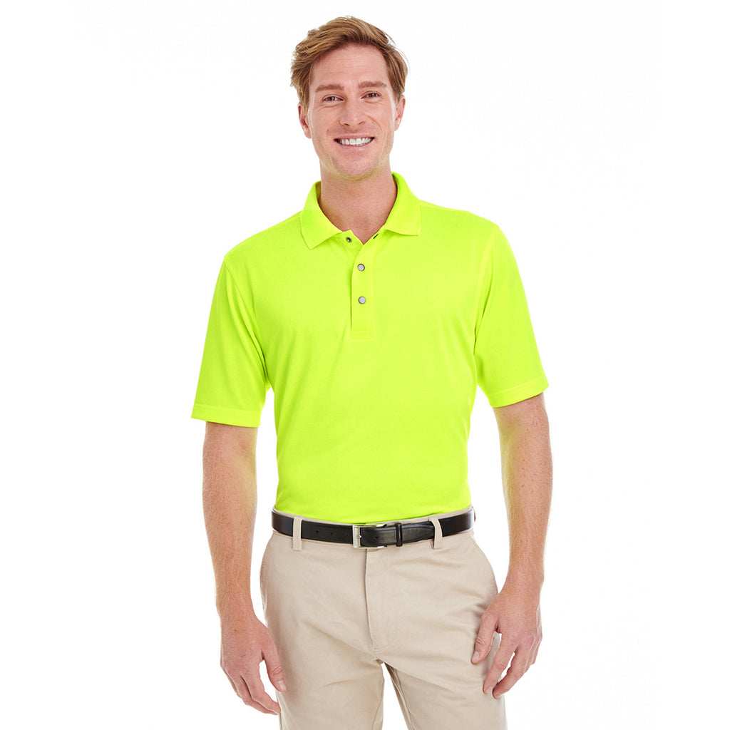 Harriton Men's Safety Yellow Advantage IL Snap Placket Performance Polo