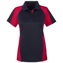 Harriton Women's Black/Red/Dark Charcoal Advantage Snag Protection Plus Colorblock Polo