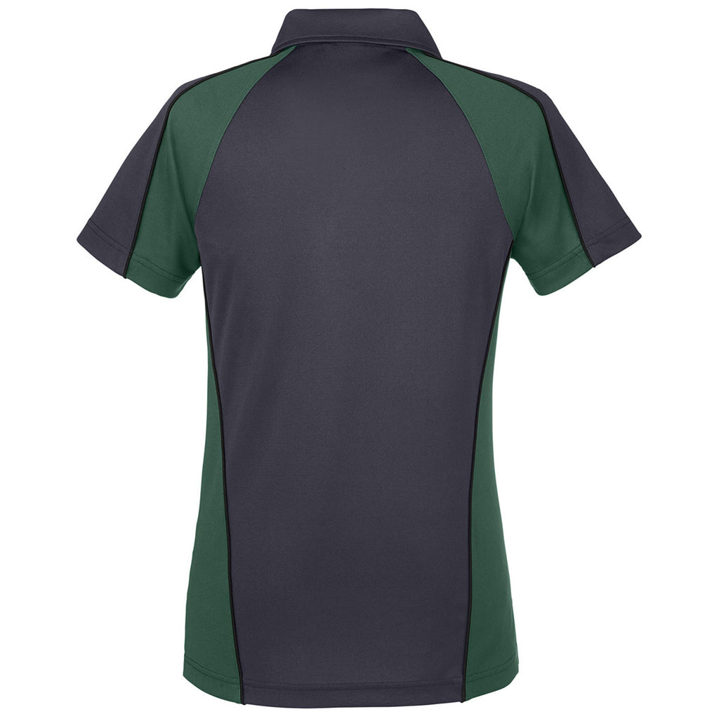 Harriton Women's Dark Charcoal/ Dark Green/ Black Advantage Snag Protection Plus Colorblock Polo