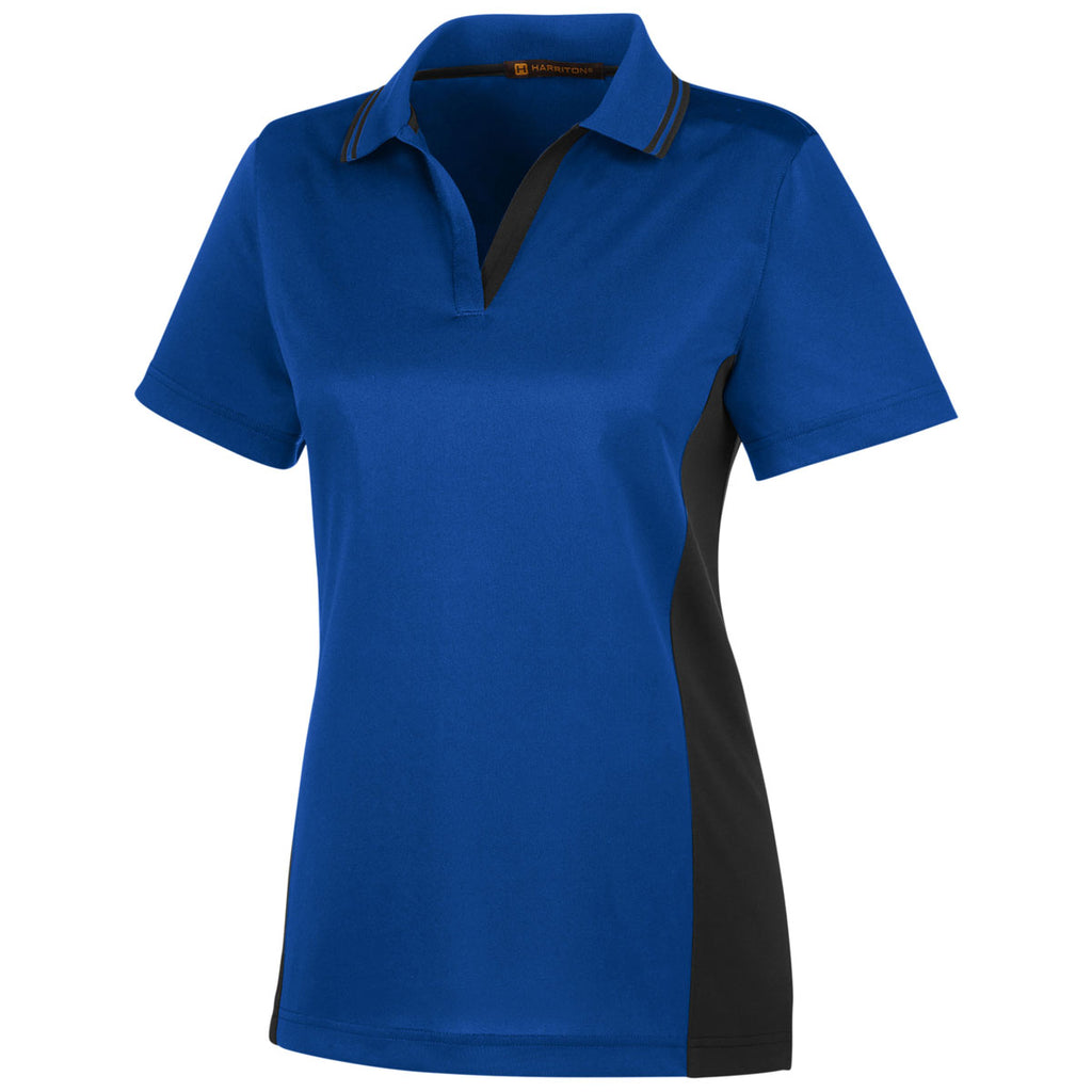 Harriton Women's True Royal/ Black Flash Snag Protection Plus Colorblock Polo