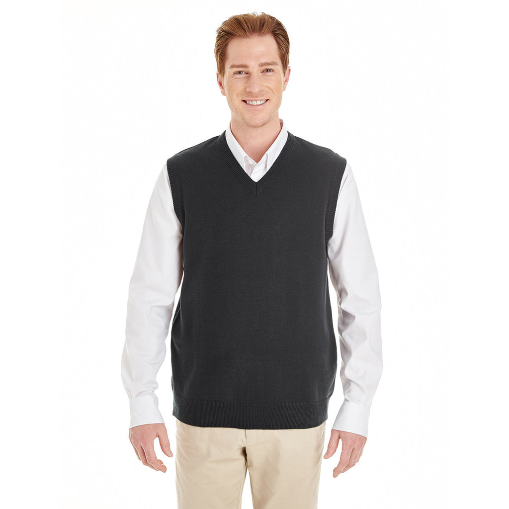 Harriton Men's Black Pilbloc V-Neck Sweater Vest