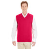 Harriton Men's Red Pilbloc V-Neck Sweater Vest