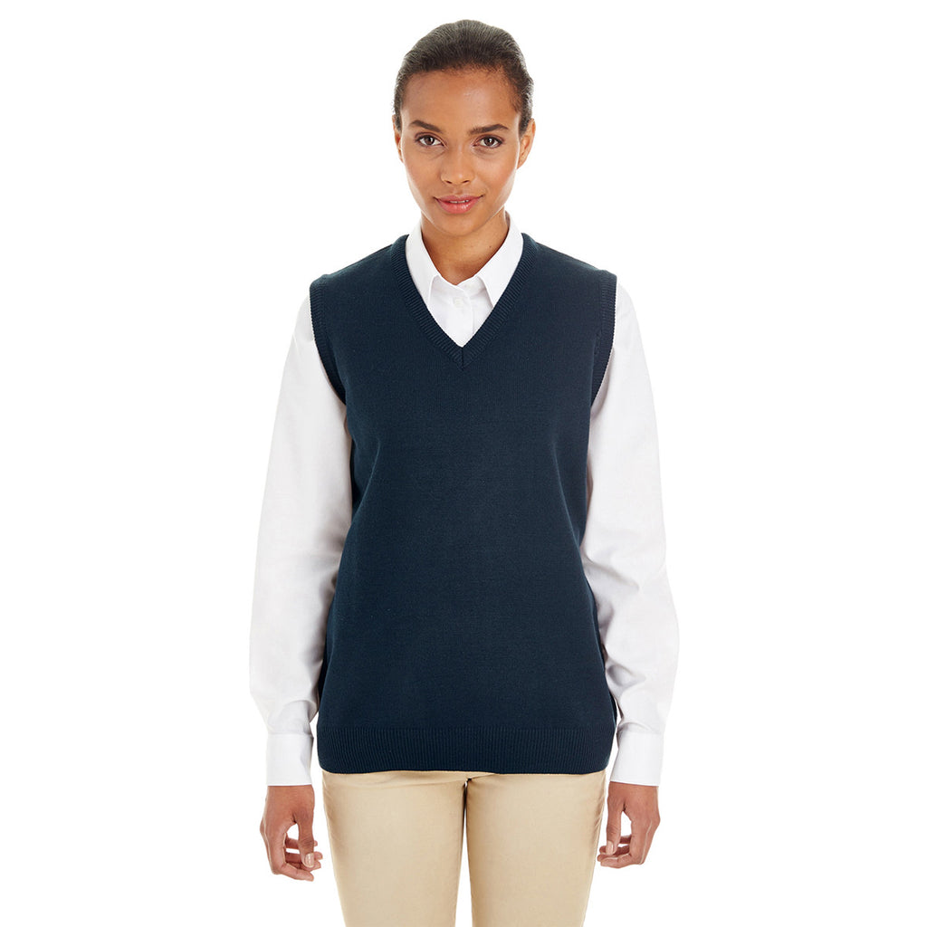 Harriton Women's Dark Navy Pilbloc V-Neck Sweater Vest