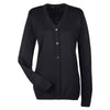 Harriton Women's Black Pilbloc V-Neck Button Cardigan Sweater