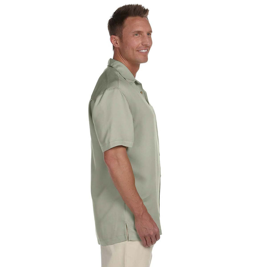 Harriton Men's Green Mist Bahama Cord Camp Shirt