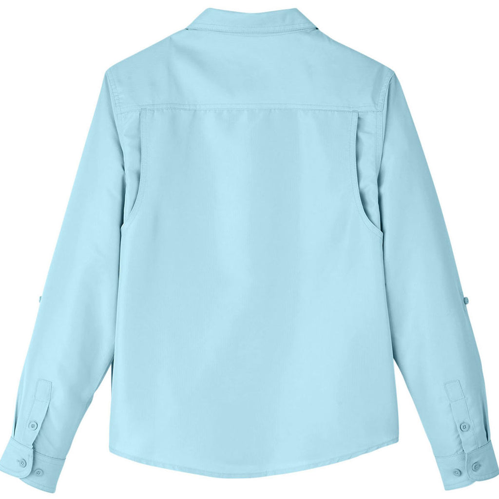 Harriton Women's Cloud Blue Key West Long-Sleeve Performance Staff Shirt