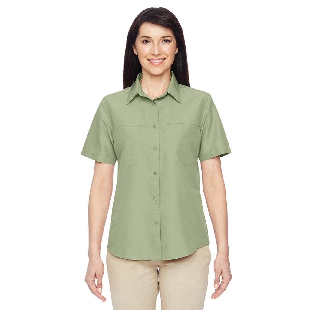 Harriton Women's Green Mist Key West Short-Sleeve Performance Staff Shirt