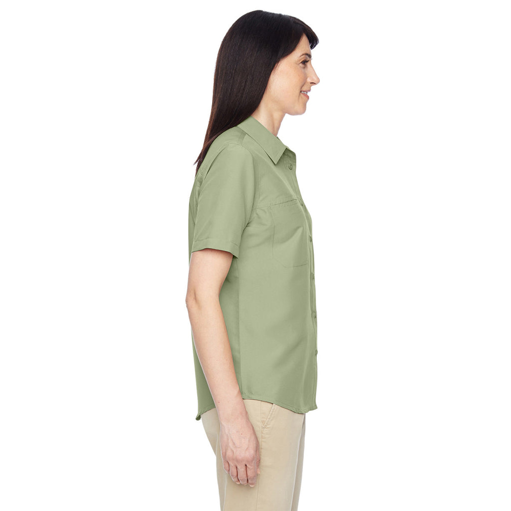 Harriton Women's Green Mist Key West Short-Sleeve Performance Staff Shirt