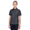 Harriton Women's Dark Charcoal Key West Short-Sleeve Performance Staff Shirt